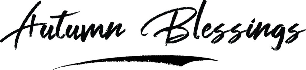 Autumn Blessings Typography Black Color Text 
on White Background