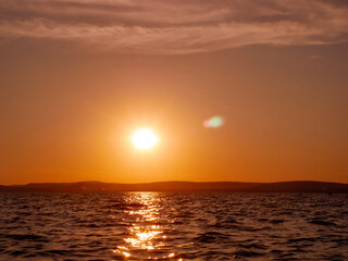 Naklejka premium View on the Balaton Lake during sunset
