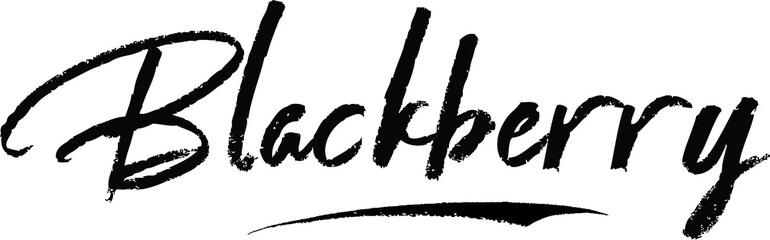 Blackberry Brush Calligraphy Handwritten Typography Text on
White Background