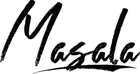 Masala Brush Calligraphy Handwritten Typography Text on
White Background