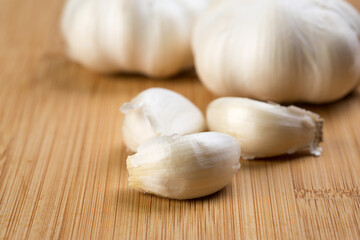 Fresh garlic cloves in dull white color