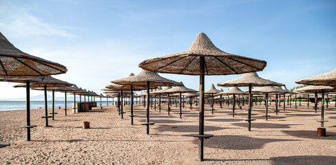 Empty beach during a Pandemic, the localization of the coronavirus.
