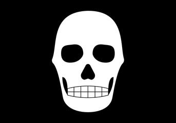 Calavera de Halloween en blanco sobre fondo negro. Estilo gótico.