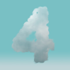 Number 4 in the shape of a cloud. 3D illustration