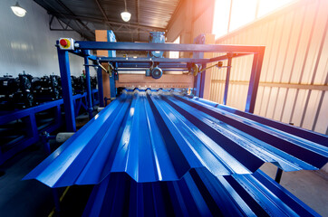 Metal sheet forming machine at the modern metalwork factory.