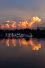 Fototapeta premium sunset over the river