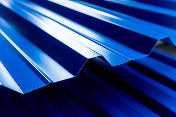 Blue metallic roof tiles background with drops of water. © romaset