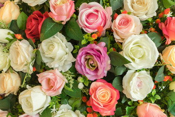 Artificial flower pattern decoration from a hotel reception