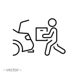curbside pickup icon, contactless delivery food, parking shopping service, thin line simple web symbol on white background © Yurii