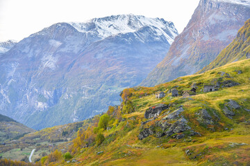 mountain peaks in summer