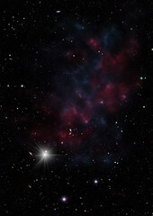 Star field in space and a nebulae. 3D rendering