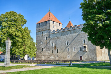 Fototapeta na wymiar Old castle with a tower in Saaremaa 