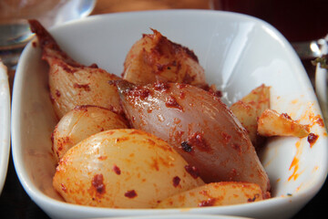 delicious Adana kebabs and salads on the plate