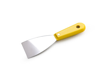 yellow colour trowel on white background 