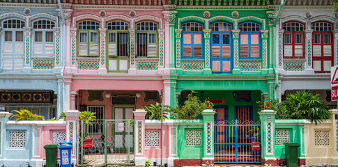 Close up image of Peranakan house facade.