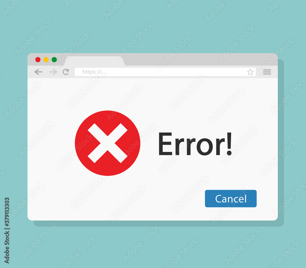 Wall mural window error flat vector icon isolated on blue background. window operating system error warning. ve