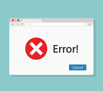 Window error flat vector icon isolated on blue background. Window operating system error warning. Vector illustration.