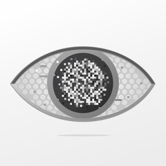 Computer vision concept. Cybereye vector illustration. Neuro network background. Data security and protection clip art.
