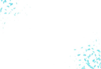 Light BLUE vector doodle template with leaves.