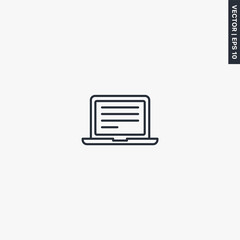 Laptop, notebook, linear style sign for mobile concept and web design