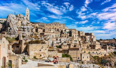 Naklejka premium Panoramic view of Matera, Basilicata, Italy