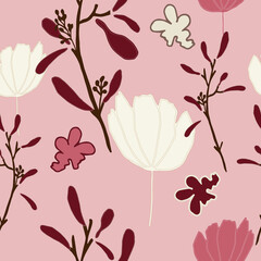 Seamless floral pattern with hand draw spring flower