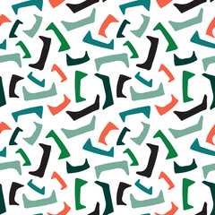 Trendy seamless pattern with graphic abstract shapes. Avant garde puzzle style.