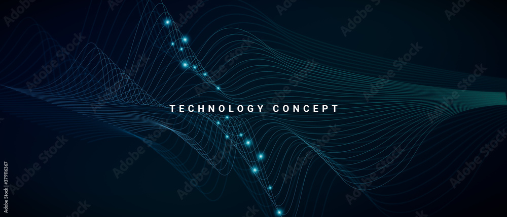 Aufkleber abstract background for technology concept with geometric wave lines