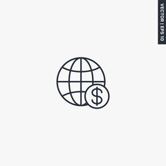 Global currency, linear style sign for mobile concept and web design