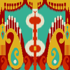 Ethnic ikat paisley chevron pattern background Traditional pattern on the fabric in Indonesia and other Asian countries