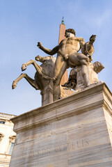 Obraz premium Obelisk, Castor and Pollux, Quirinale Square, Rome, Italy, Europe
