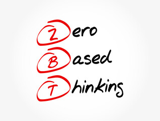 ZBT - Zero-Based Thinking acronym, business concept background