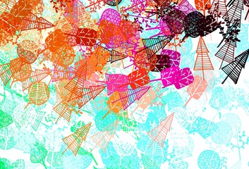 Light Green, Red vector doodle pattern with trees, branches.