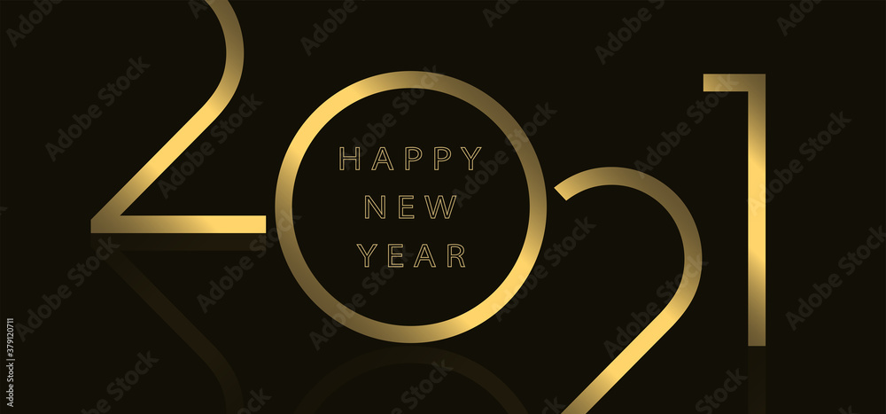 Aufkleber 2021 happy new year. 2021 modern text vector luxury design gold color.