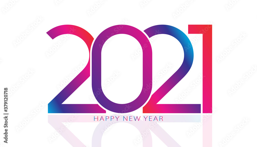 Aufkleber 2021 Happy New Year. 2021 modern text vector luxury design gradient color.