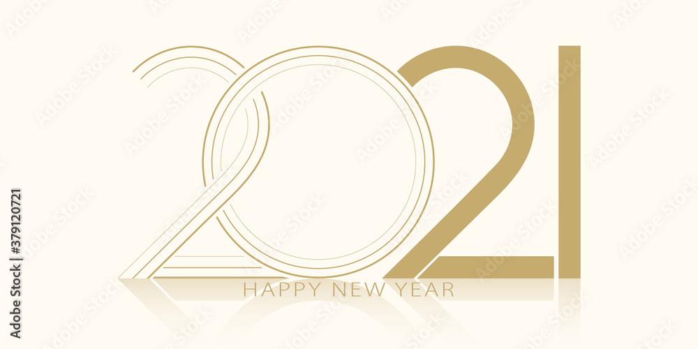 Poster 2021 happy new year. 2021 modern text vector luxury design gold color.