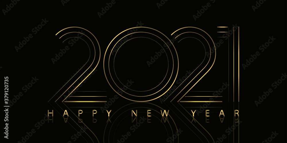 Poster 2021 happy new year. 2021 modern text vector luxury design gold color.