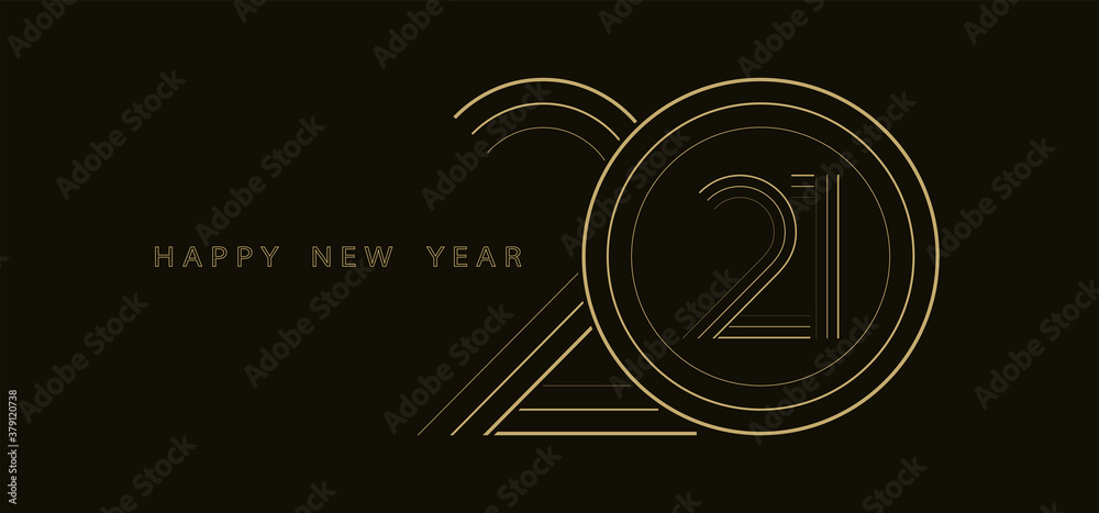 Aufkleber 2021 happy new year. 2021 modern text vector luxury design gold color.
