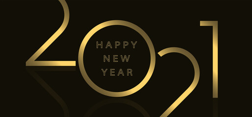 2021 Happy New Year. 2021 modern text vector luxury design gold color.