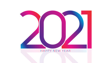 2021 Happy New Year. 2021 modern text vector luxury design gradient color.