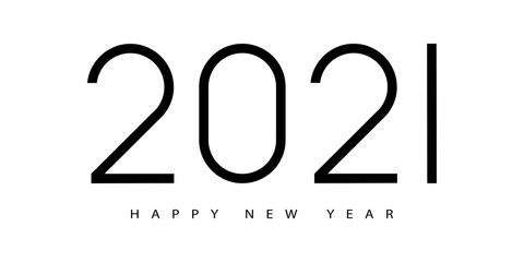 2021 Happy New Year. 2021 modern text vector luxury design black and white.