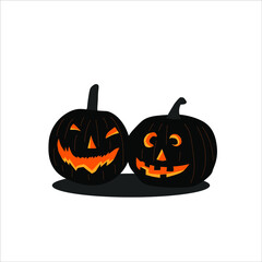 black and orange pumpkin icon for Halloween Day