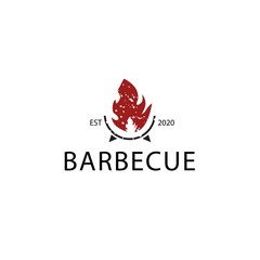 Barbecue steak and grill logo vector illustration