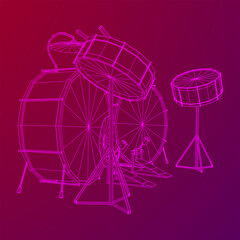 Musical instruments set. Rock band drum kit. Percussion musical instrument