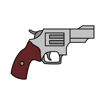 Revolver gun on white background. cartoon style gun vector illustration