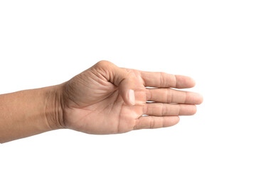 Empty hand holding isolated on the white background.