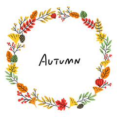 秋の枯葉イラスト・ベクター素材またはパターン素材のフレーム