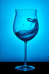 Shaken water in a glass