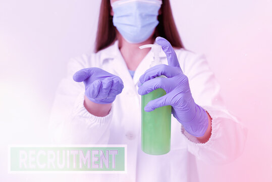 Handwriting Text Recruitment. Conceptual Photo Action Of Finding New Possible Employee To Join Organization Or Support Laboratory Blood Test Sample Shown For Medical Diagnostic Analysis Result