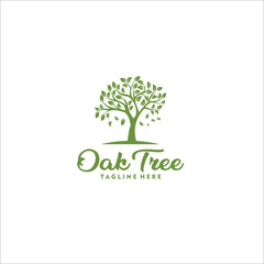Obraz premium oak tree logo design template silhouette vector icon